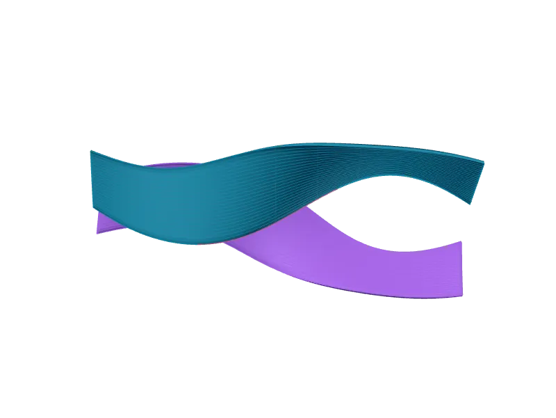 Two crossing cyan and violet wave sheets.